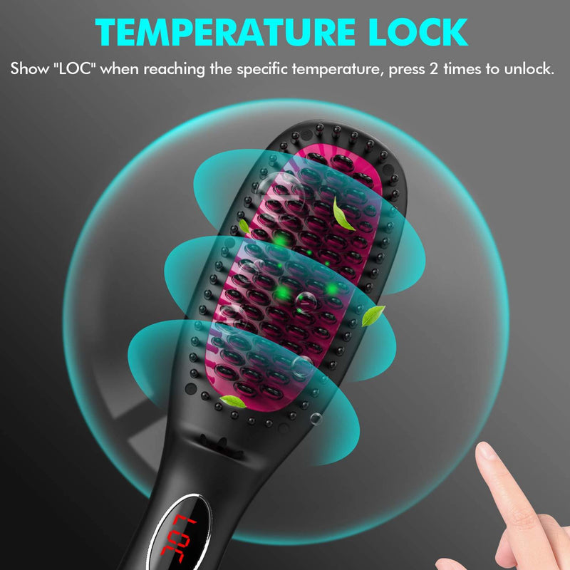 Hair Straightener Brush with Ionic Generator (30s Fast Even Heating for Straightening or Curling) (The product has a risk of infringement on the Amazon platform)