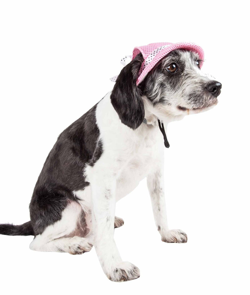 Pet Life 'Sea Spot Sun' Uv Protectant Adjustable Fashion Mesh Brimmed Dog Hat Cap