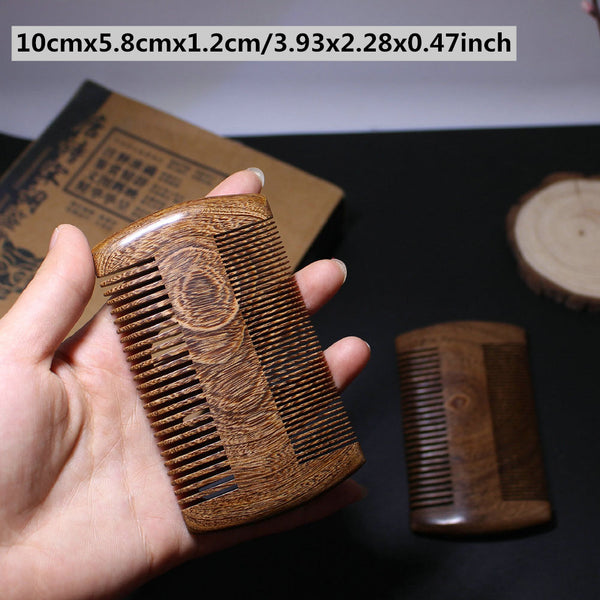 Vintage Sandalwood Comb Gold Wire Sandalwood Bar Comb Handmade Beard&amp;Hair Combs for Women Natural Beautiful Wood Tooth